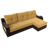 Угловой диван Меркурий (микровельвет жёлтый коричневый)  - Изображение 5